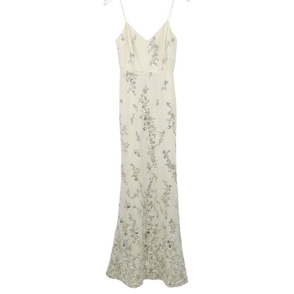 Self-Portrait White‎ Embellished V-neck Maxi Dress UK 6 (US2) - Picture 6 of 16